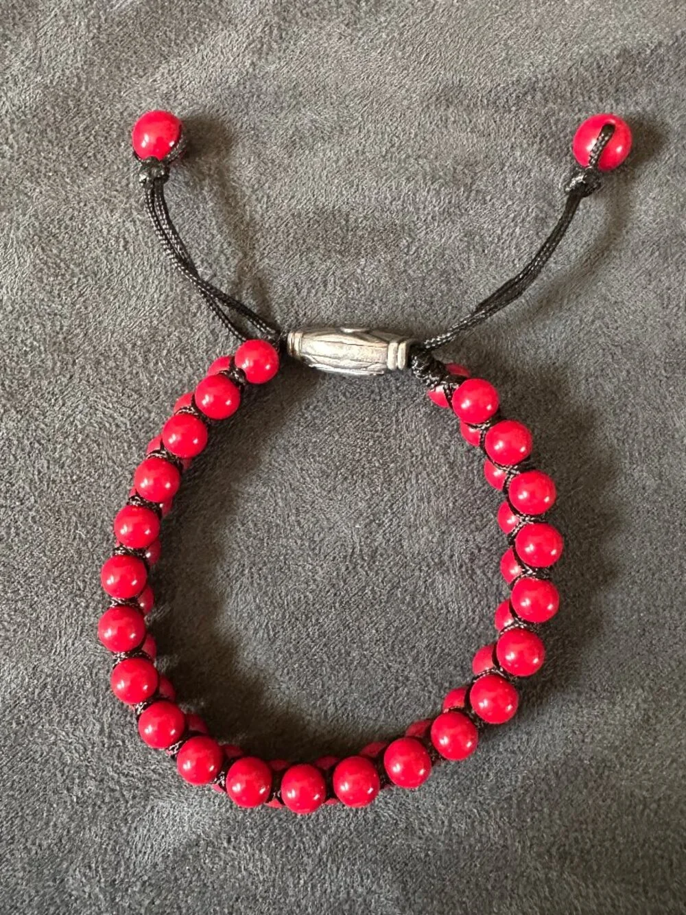 David Yurman Spiritual Beads Two-Row Woven Bracelet w/ Red Coral - RARE